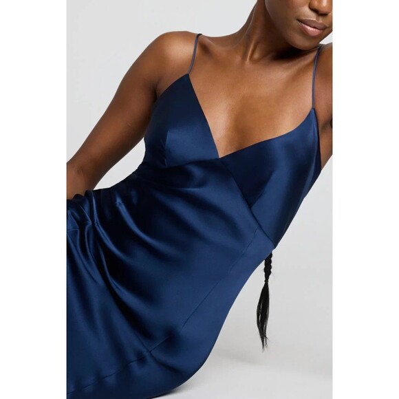 Negative Underwear Eclipse Silk Slip Dress Small Navy MSRP $198 - Picture 3 of 5